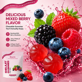 Gummies Bloomin Shilajit montrant la texture et la couleur