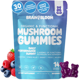 Gummies BrainBloom de champignons au goût de fruits, boîte de 60 unités