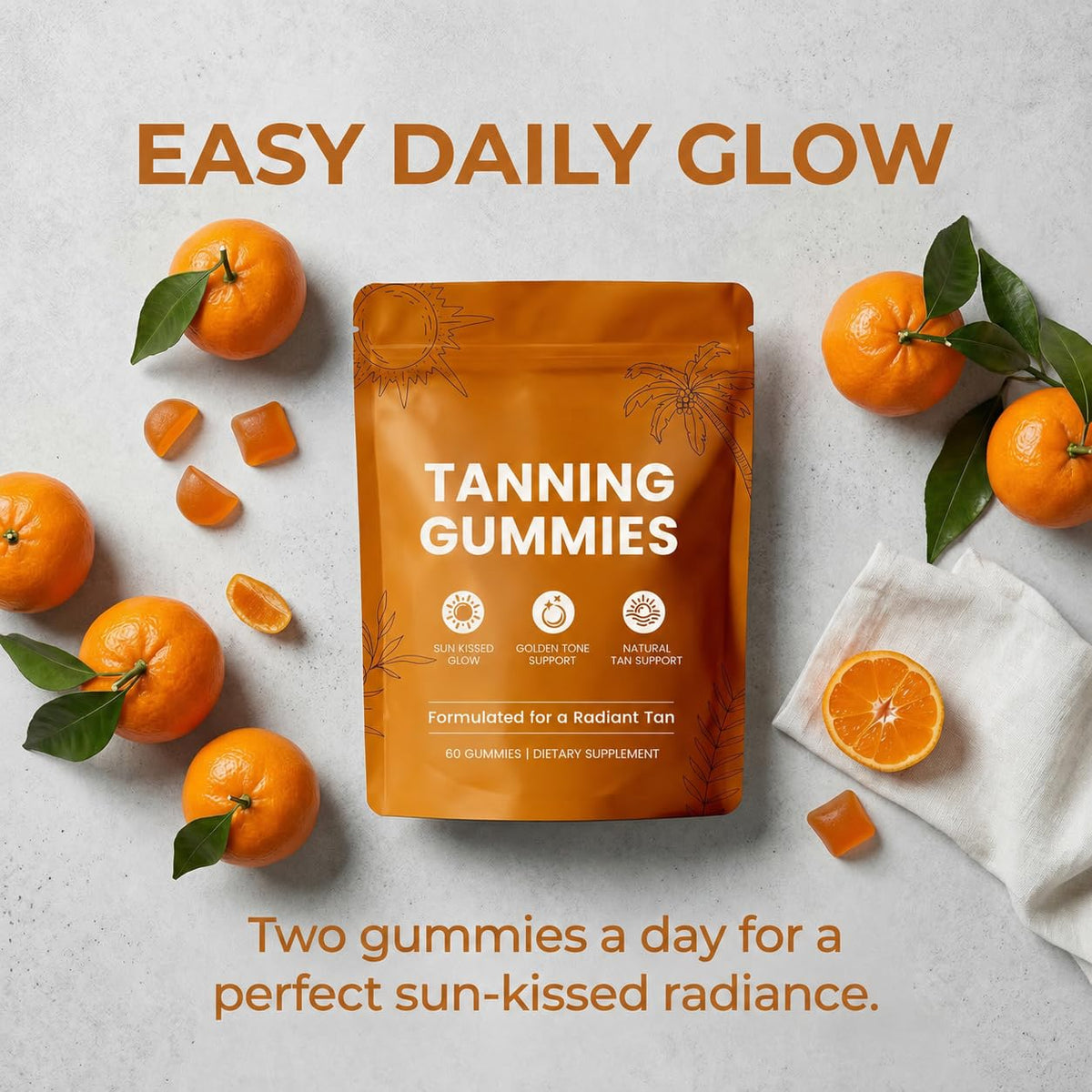 Gummies Bronzage Peau Bruiseweed sur une table
