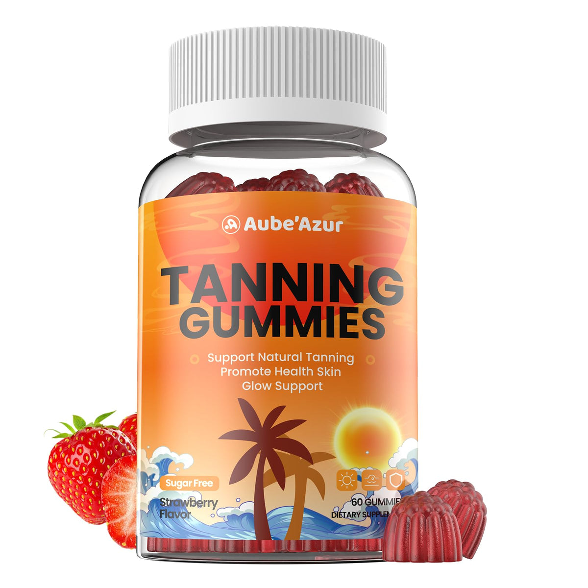 Gummies bronzants Aube'Azur 60 Ct en emballage