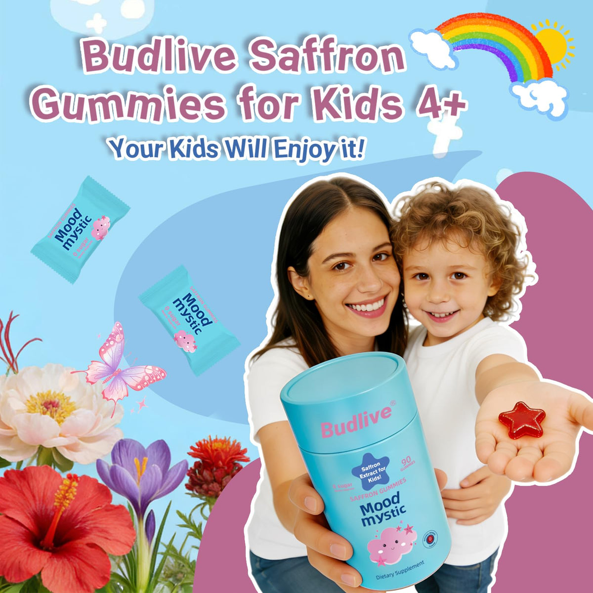 Gummies BudLive, vue du dessus montrant l'emballage