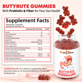 Gummies Butyrate Wellcatcher montrant la texture et la couleur