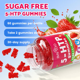Gummies BVIVLOO 5-HTP sans sucre, illustration des ingrédients