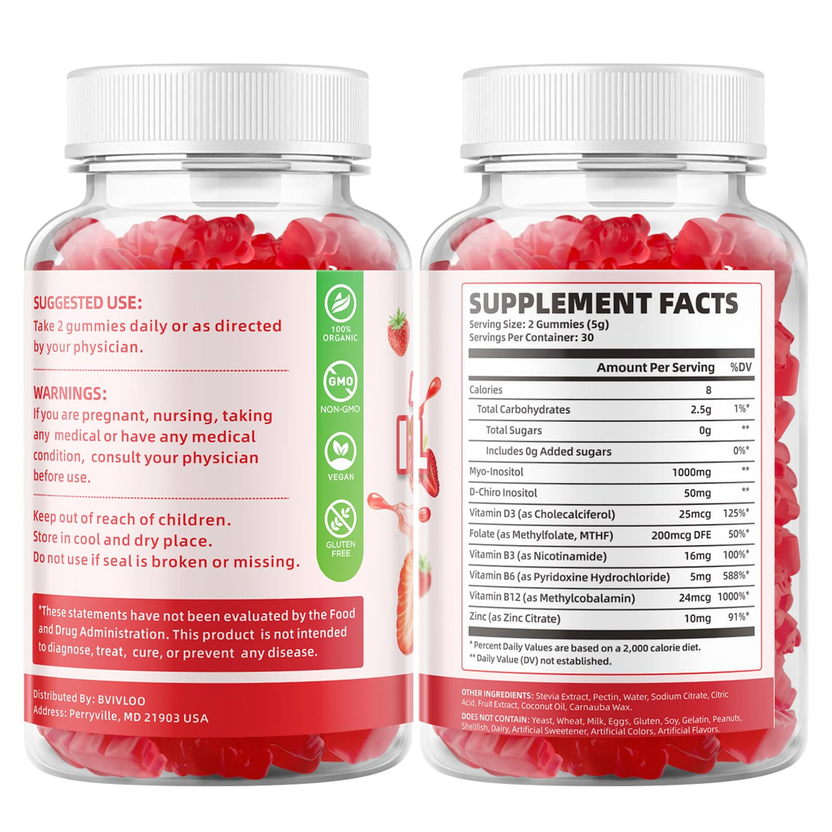 Gummies BVIVLOO avec Myo-Inositol et D-Chiro-Inositol, prise en main