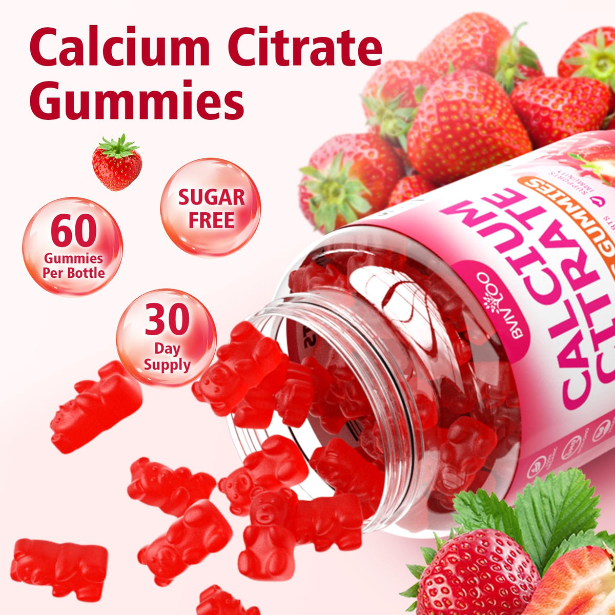 Gummies BVIVLOO Calcium Citrate 1200mg avec une main