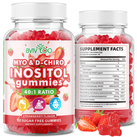 Gummies BVIVLOO Myo-Inositol et D-Chiro-Inositol saveur fraise, 60 unités