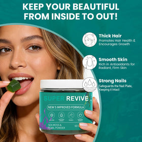 Gummies caicieter sur une table avec des accessoires de beauté