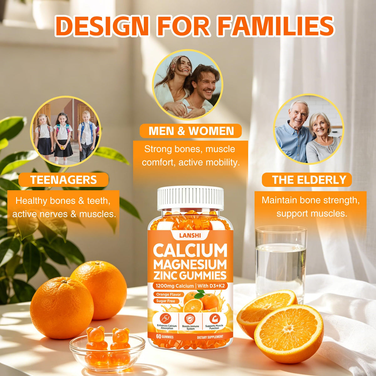 Gummies Calcium 1200 mg LANSHI, gummies dans une main