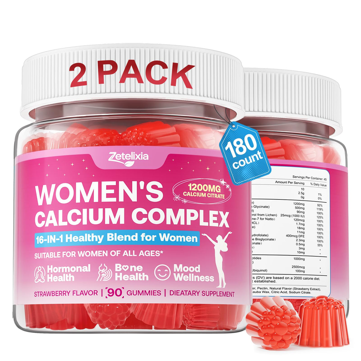 Gummies Calcium 1200mg Zetelixia, boîte vue de face