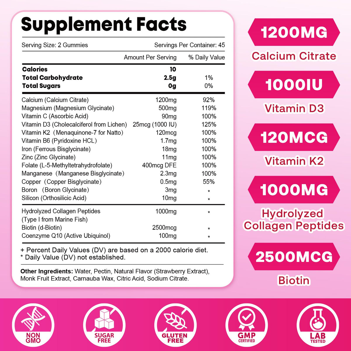 Gummies Calcium 1200mg Zetelixia, mise en scène avec des fruits