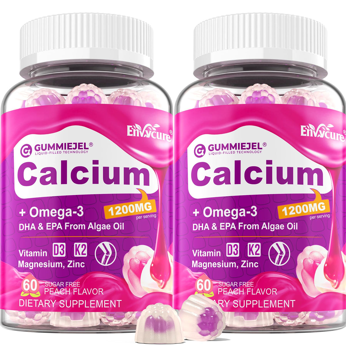 Gummies Calcium Citrate 1200 mg d'EnvyCure en vue de face