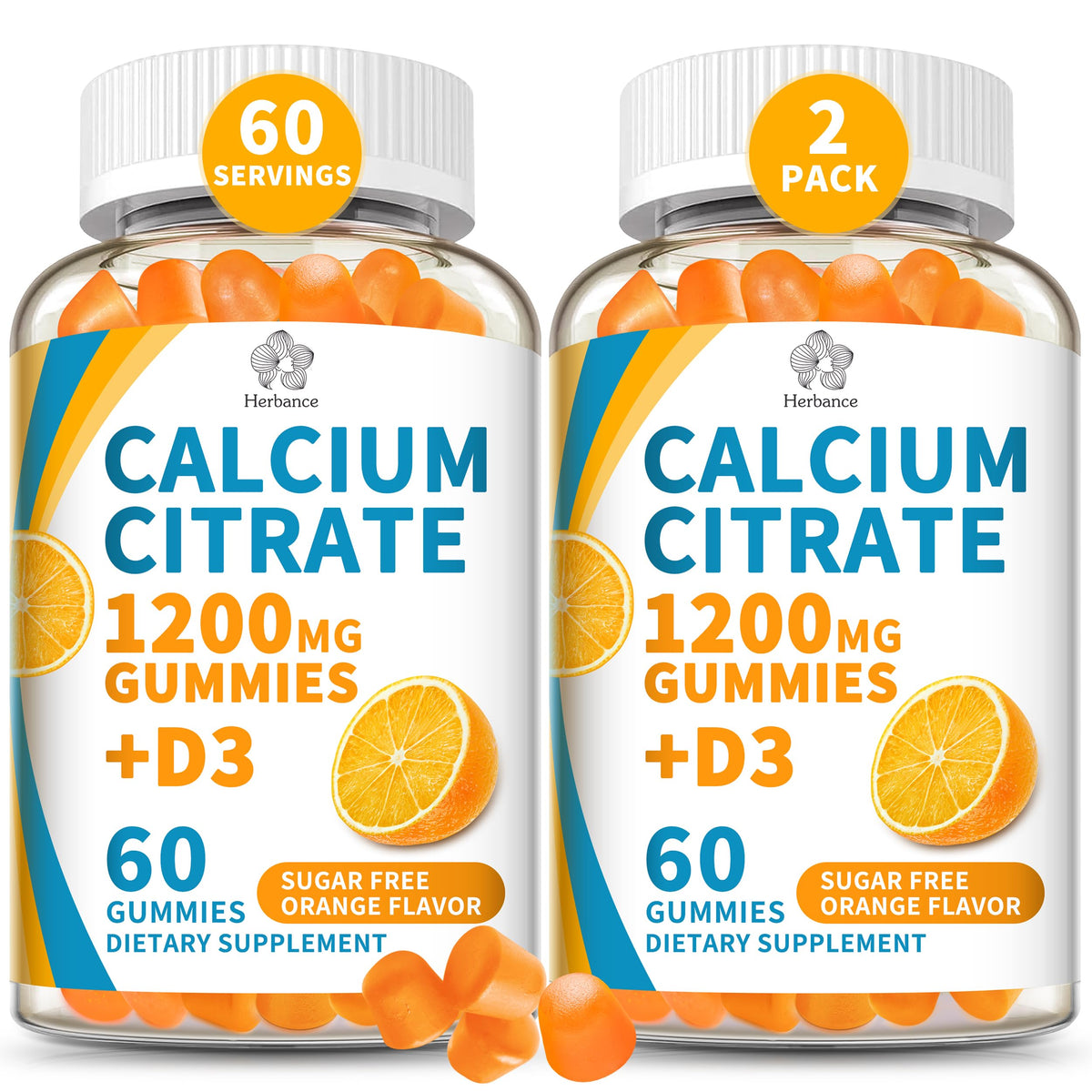 Gummies Calcium Citrate 1200 mg d'Herbance en boîte