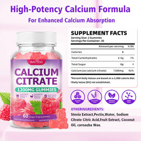 Gummies Calcium Citrate 1200mg de BVIVLOO avec saveur framboise