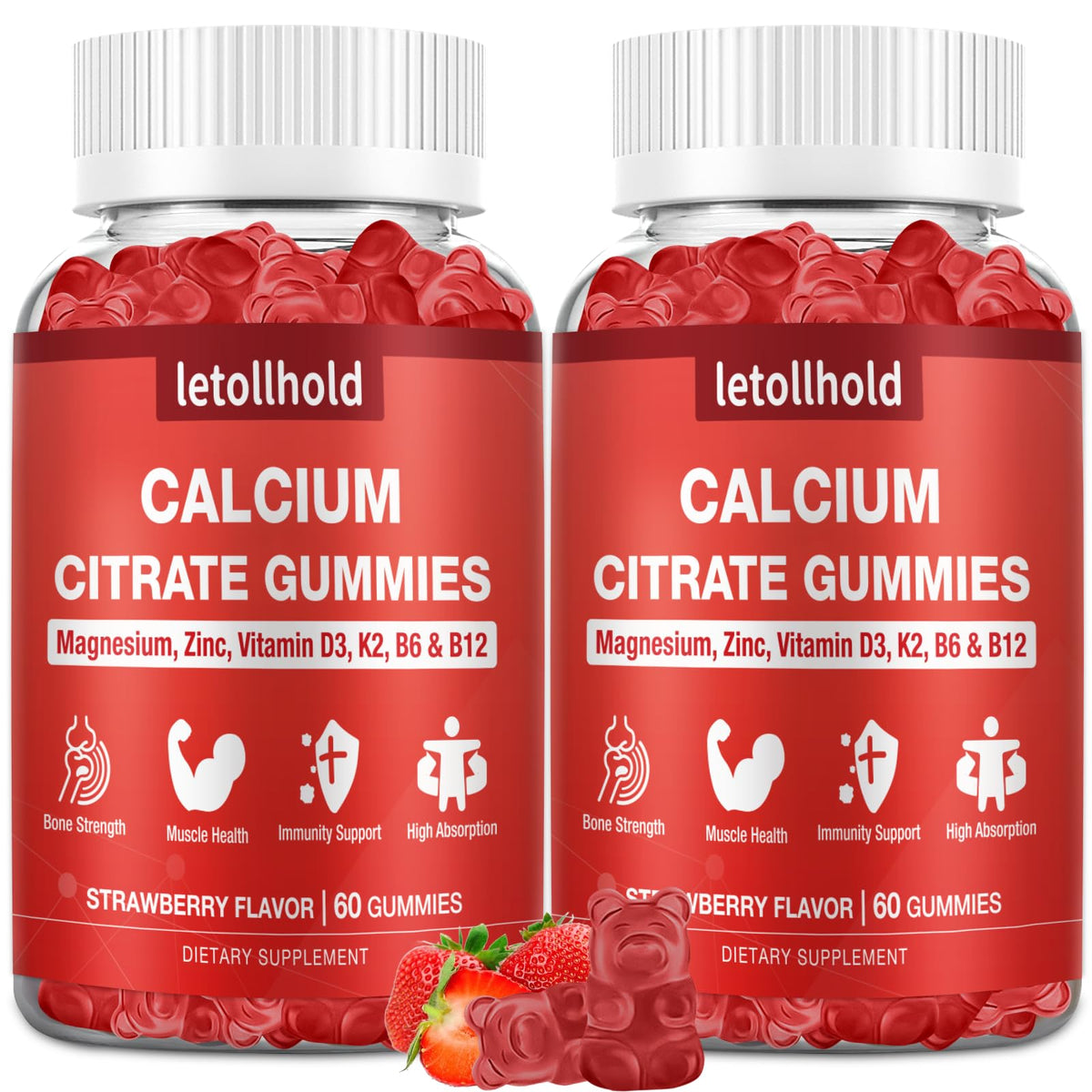 Gummies Calcium Citrate 1200mg letollhold en vue de face avec emballage