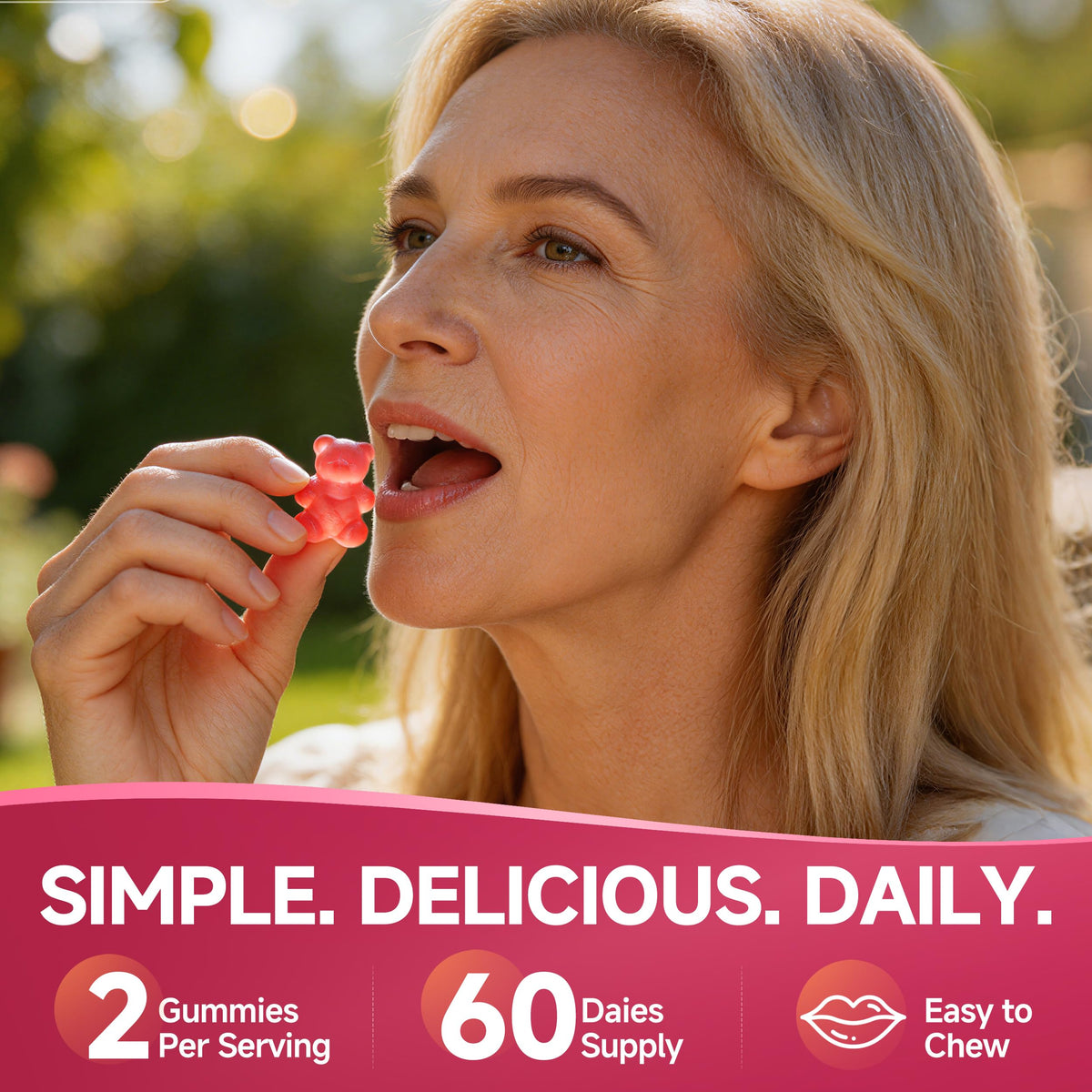 Gummies Calcium Citrate 1200mg PureBalm, présentation sur une table