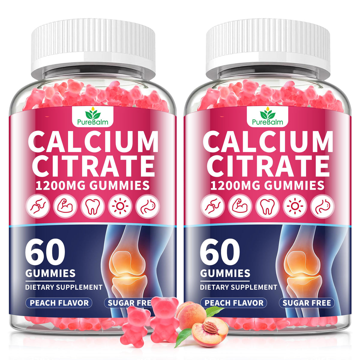 Gummies Calcium Citrate 1200mg PureBalm, vue de face