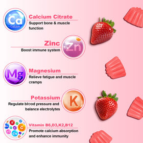 Gummies Calcium Citrate Flyrocer avec étiquette et ingrédients