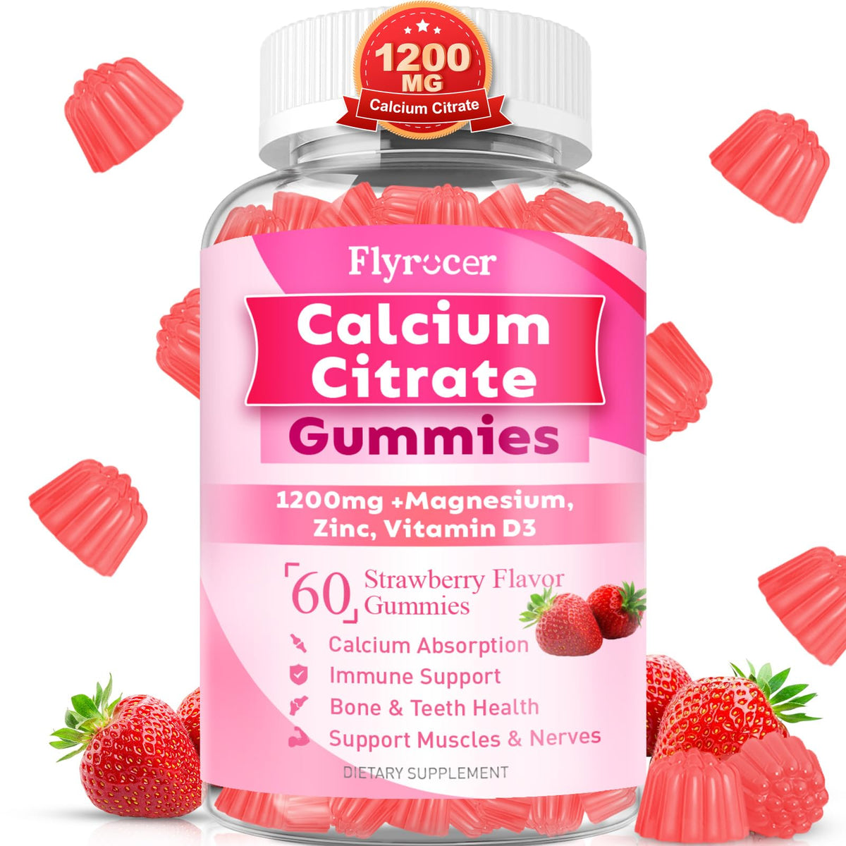 Gummies Calcium Citrate Flyrocer en pot de 222g