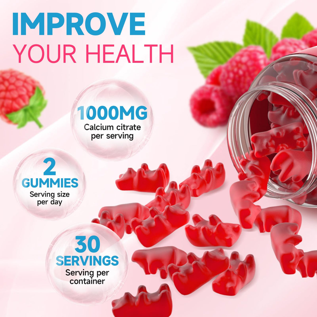 Gummies Calcium Citrate GrnLife dans un bol