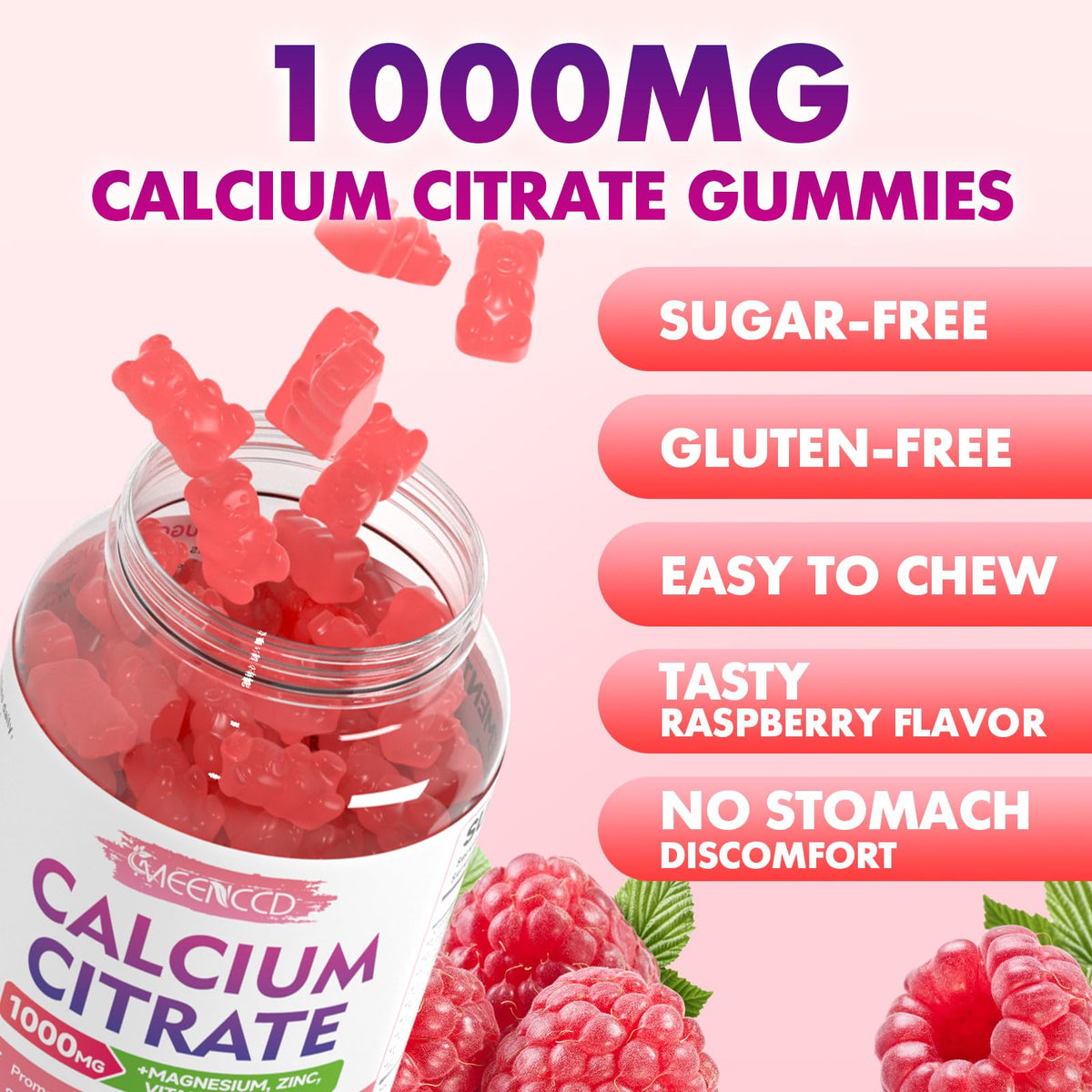 Gummies Calcium Citrate MEENCCD avec une portion de gummies