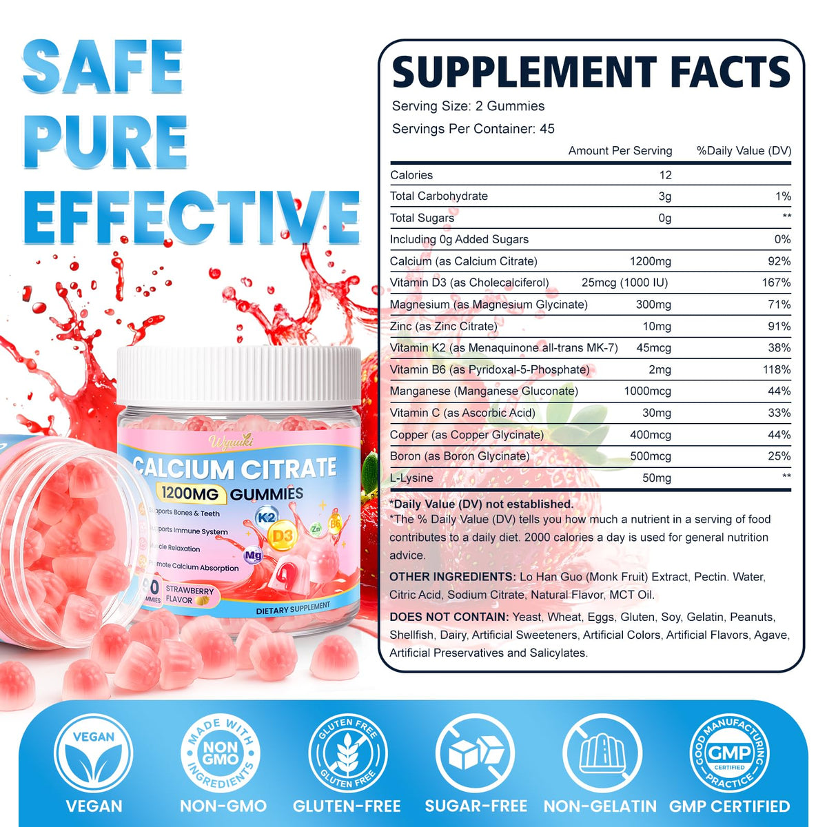 Gummies calcium en main avec arrière-plan convivial