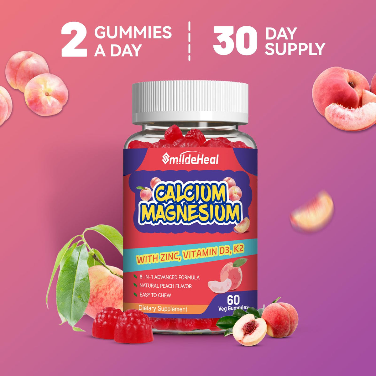 Gummies Calcium Magnésium Zinc SmildeHeal affichés avec d'autres compléments