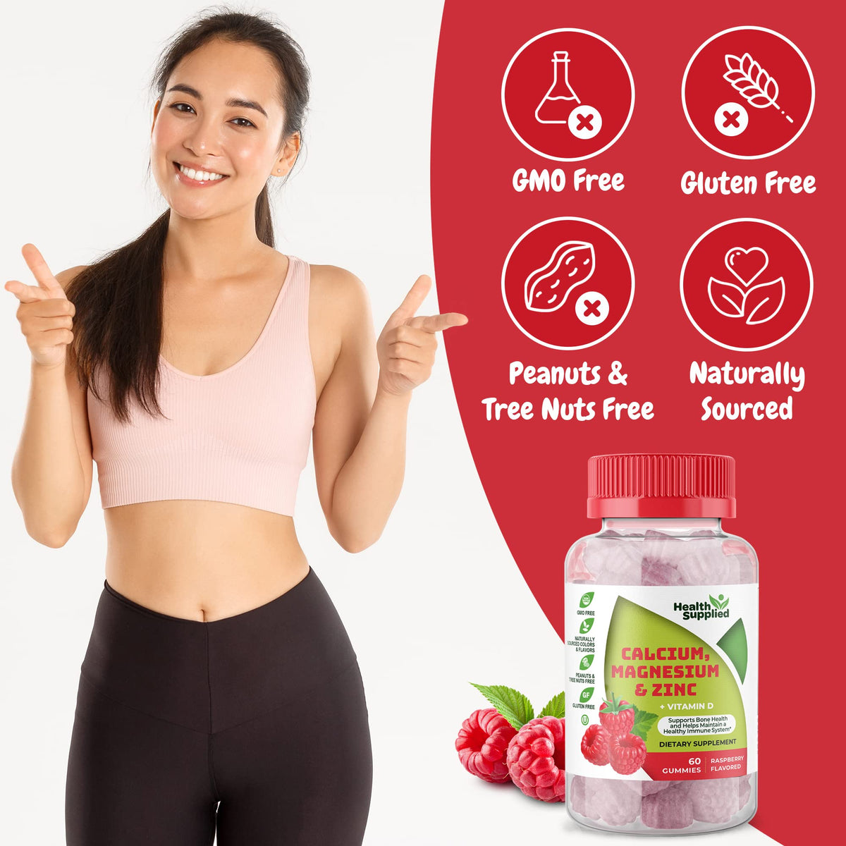 Gummies Calcium Magnésium Zinc Vitamine D Health Supplied avec d'autres compléments alimentaires