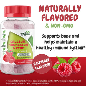 Gummies Calcium Magnésium Zinc Vitamine D Health Supplied avec une main