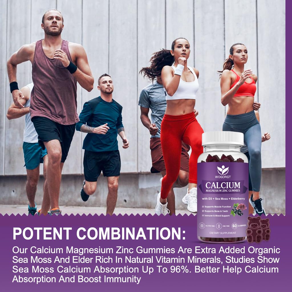 Gummies Calcium Magnésium Zinc WOGORGT avec mousse de mer