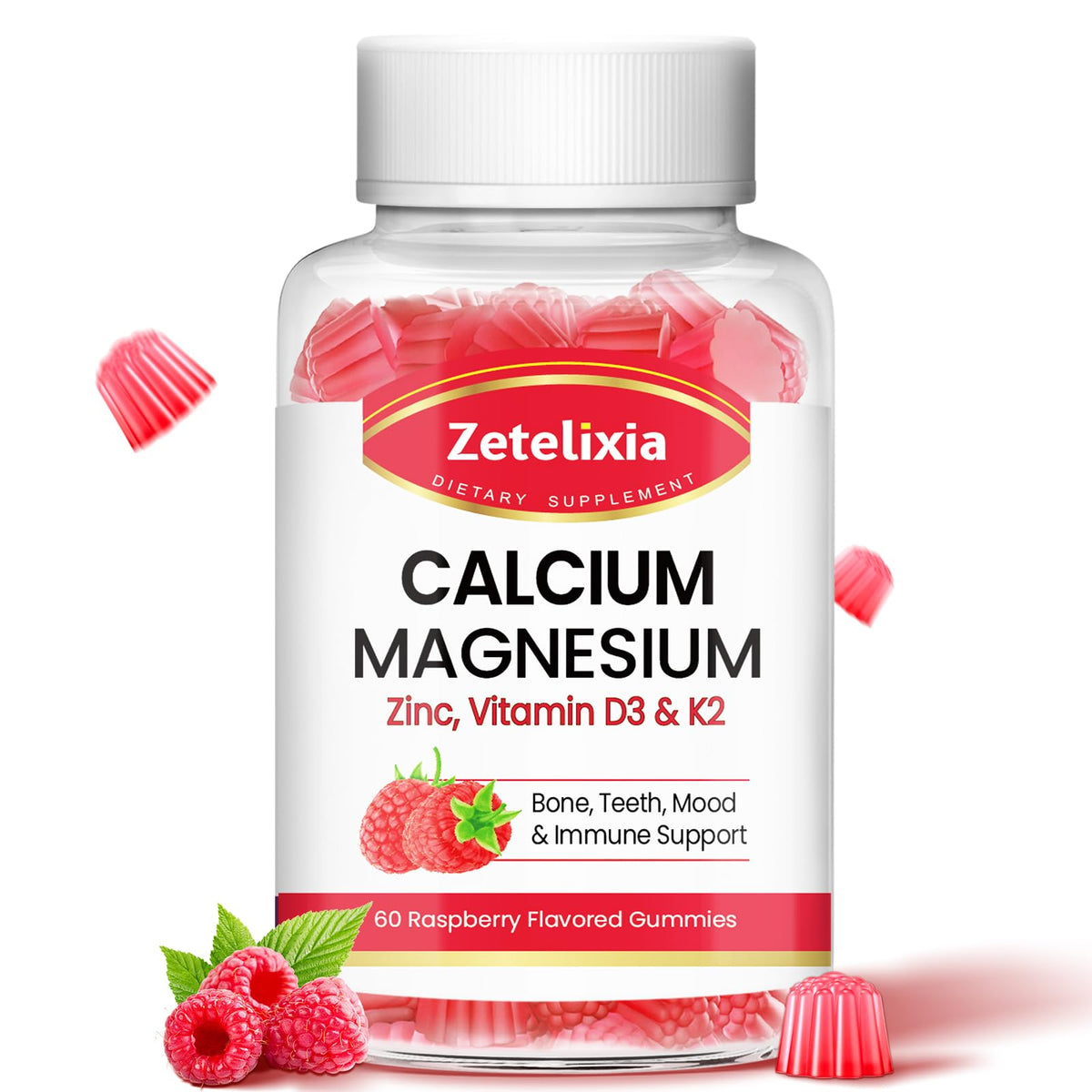 Gummies Calcium Magnésium Zinc Zetelixia 60 pièces packaging avant