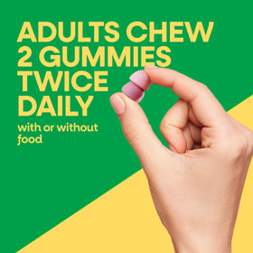 Gummies Calcium Nature's Way sur une table avec des fruits