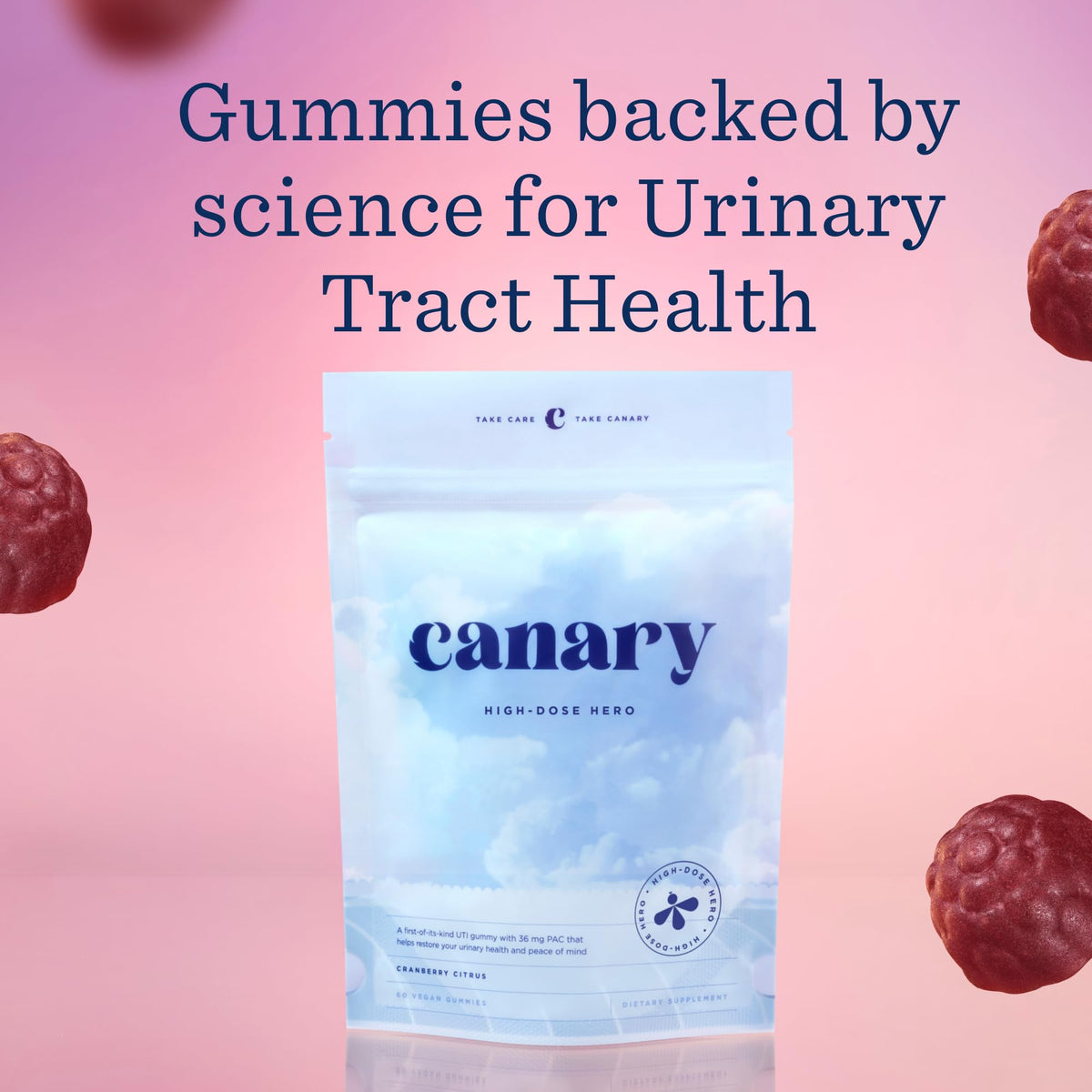 Gummies Canary High-Dose Hero avec goût de canneberge