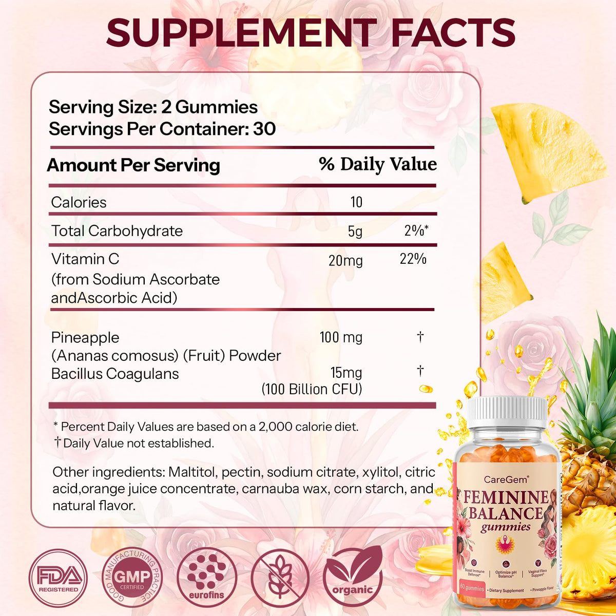 Gummies CareGem avec un verre d'eau, prêtes à consommer