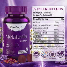 Gummies CareGem Sommeil 5mg Mélatonine sur une table