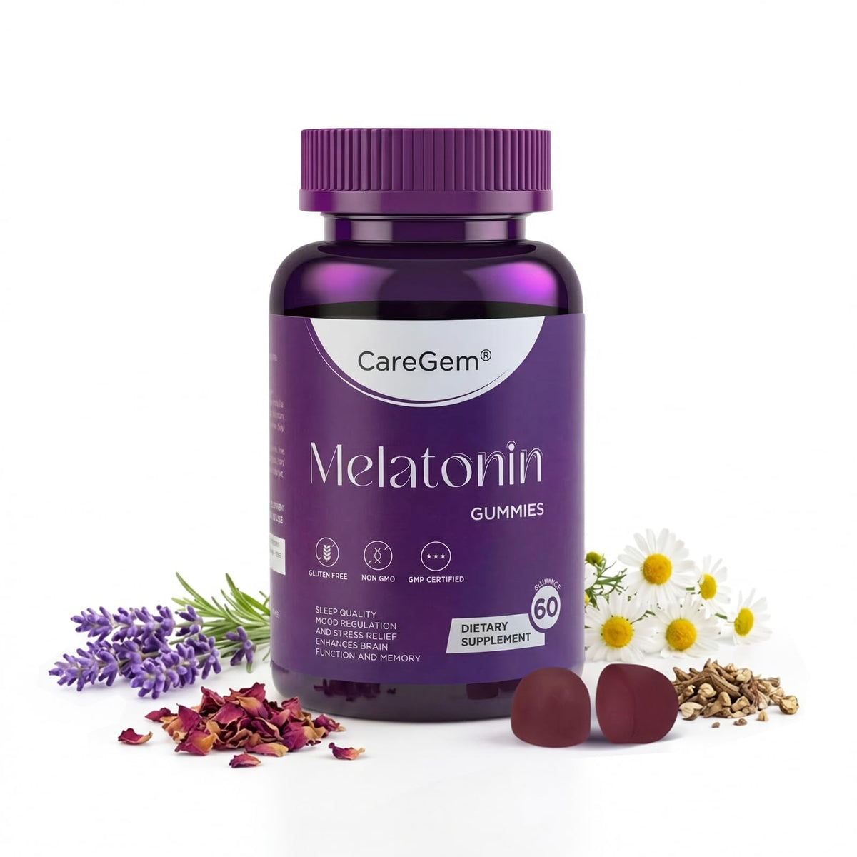 Gummies CareGem Sommeil 5mg Mélatonine vue de face