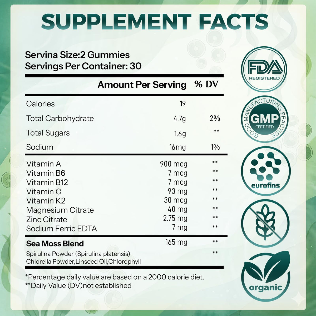 Gummies CareGem Super Greens sur une table en bois