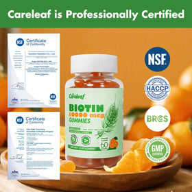 Gummies careleaf Biotine 10000mcg, étiquette du produit