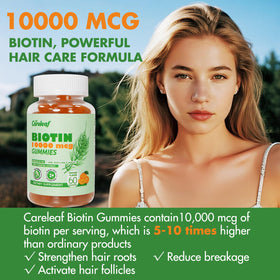 Gummies careleaf Biotine 10000mcg, vue de face