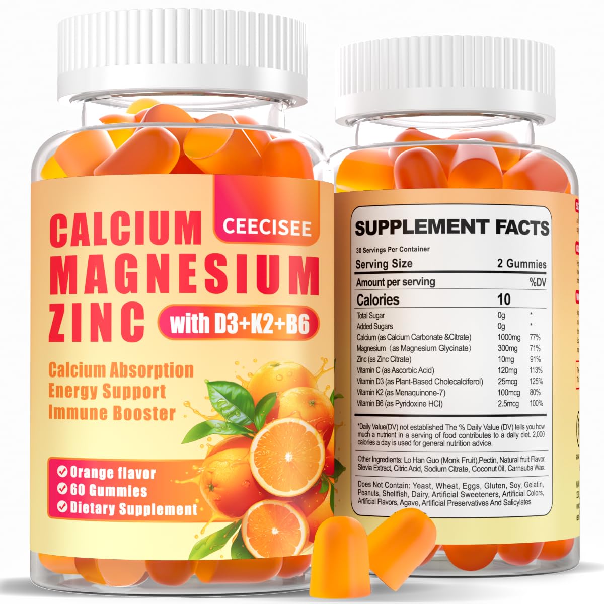 Gummies Ceecisee Calcium Magnésium Zinc 1000mg vue de face