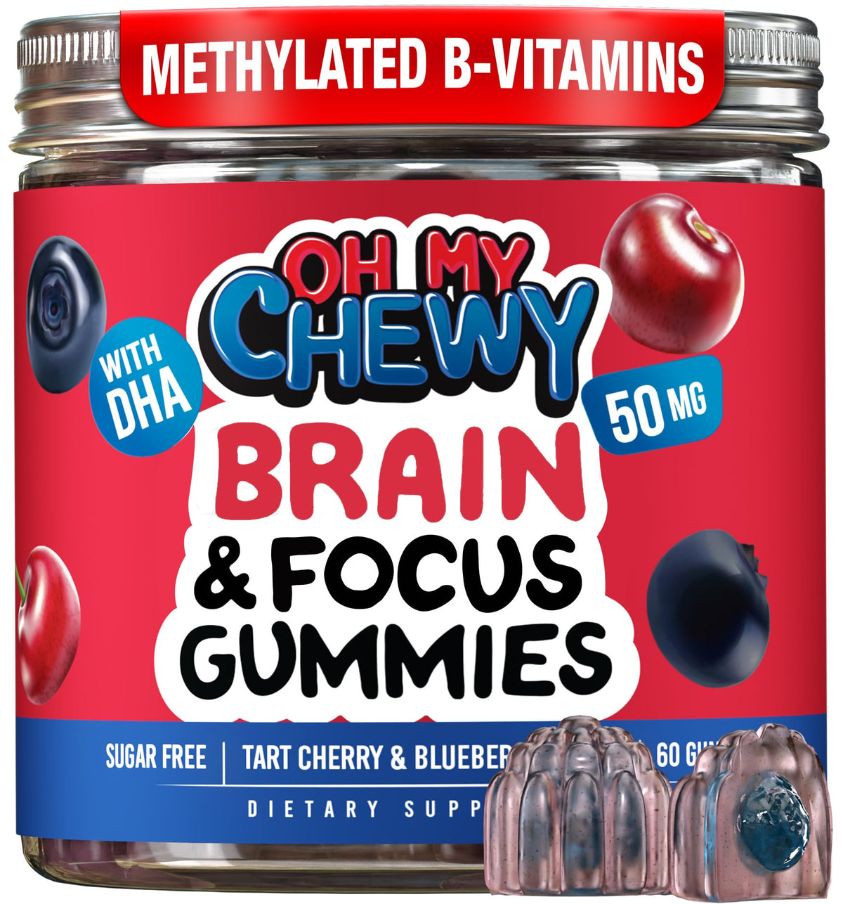 Gummies Cérébrales DHA OH MY CHEWY vue de face avec emballage