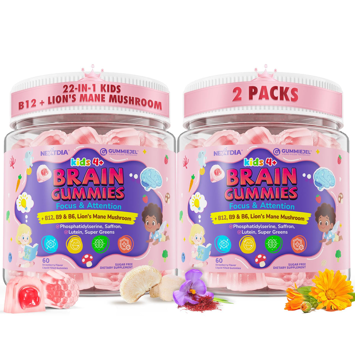 Gummies cérébrales Nextdia pour enfants, emballage avant