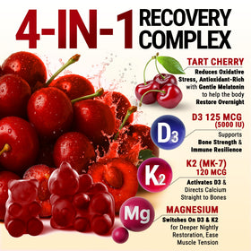 Gummies Cerise Acide Tartre D3 K2 5000 IU en gros plan