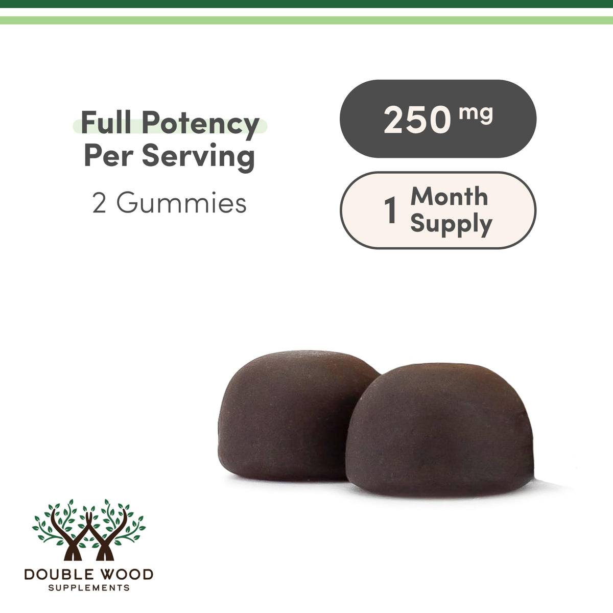 Gummies Champignon Double Wood 250mg sur une table