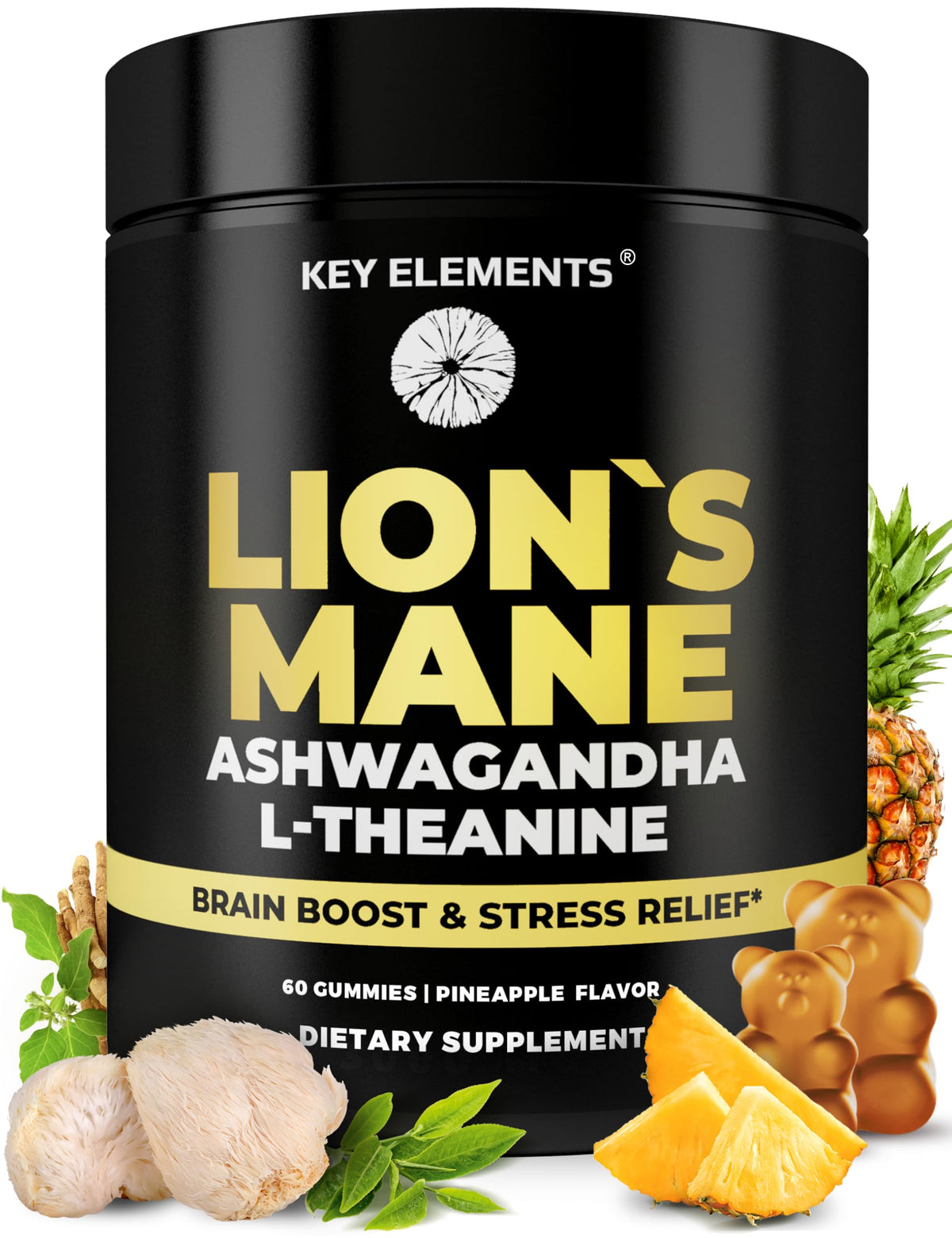 Gummies Champignon Lion's Mane KEY ELEMENTS pot de 200g vue de face