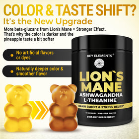 Gummies Champignon Lion's Mane KEY ELEMENTS présentation sur une table