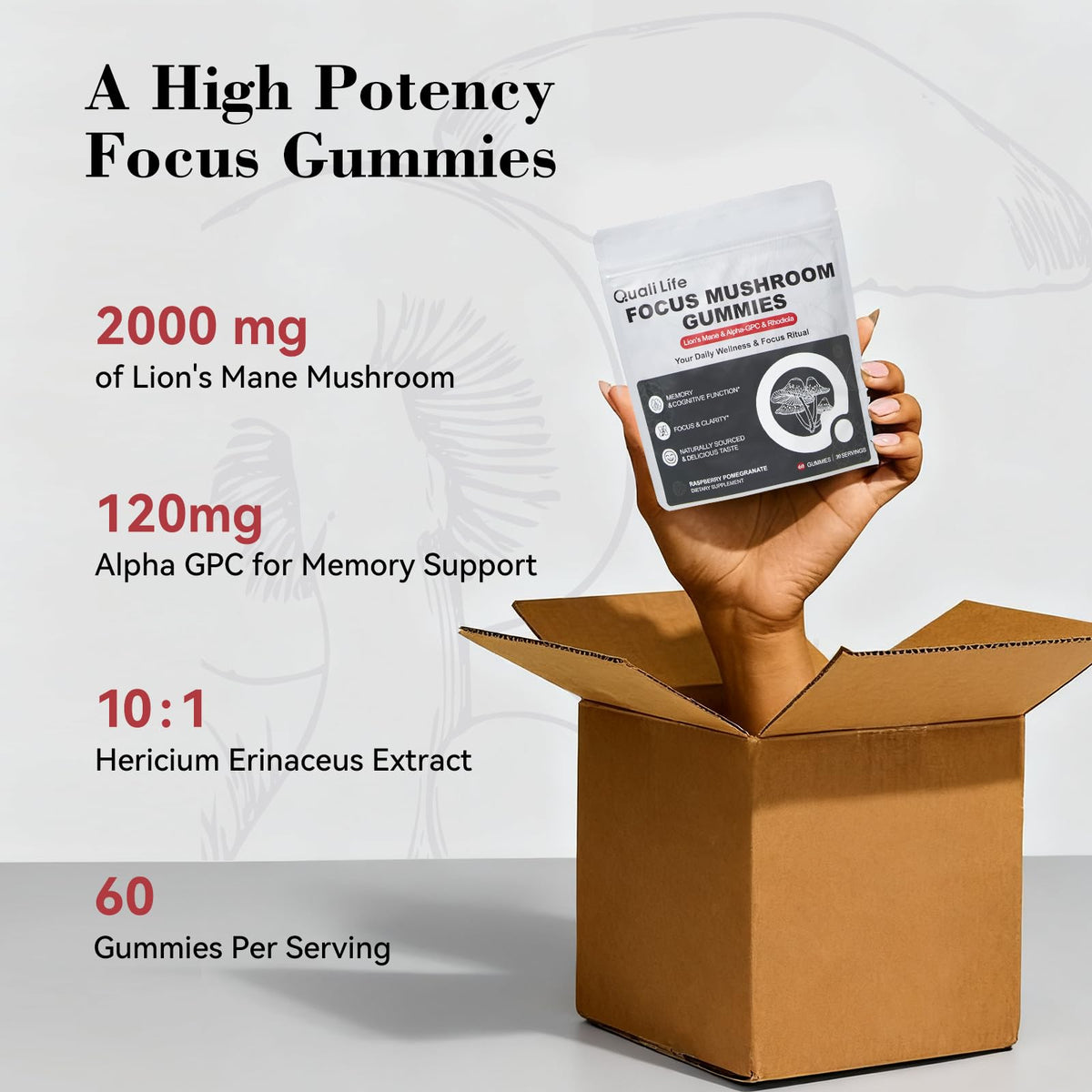 Gummies champignon QualiLife avec pectine d'origine végétale