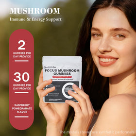 Gummies champignon QualiLife avec saveur framboise grenade