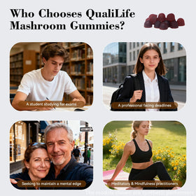 Gummies champignon QualiLife Crinière de Lion sur une table