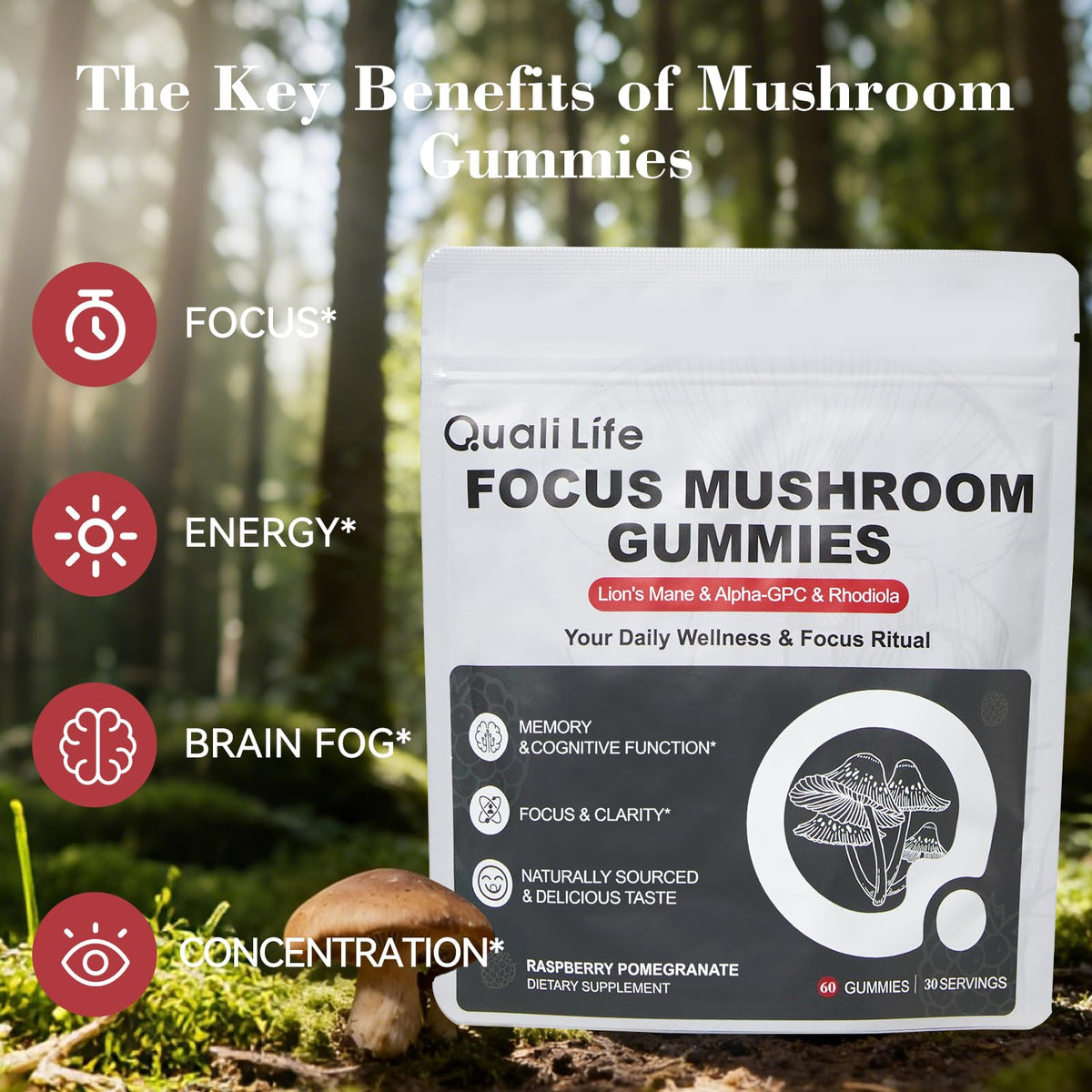 Gummies champignon QualiLife dans un environnement de travail