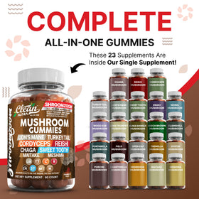 Gummies champignons Clean Nutraceuticals 15 en 1 vue arrière